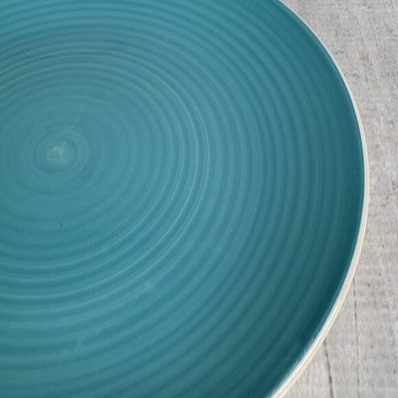 Dover & York DYO1 CIRCLES Rings Swirl Aqua Stoneware Coupe Salad Plates Set of 3 - Picture 14 of 16